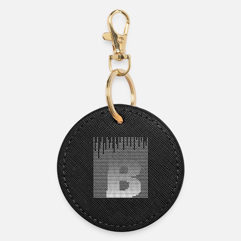 Pixel art futuriste de la lettre A - Porte-clés rond - noir