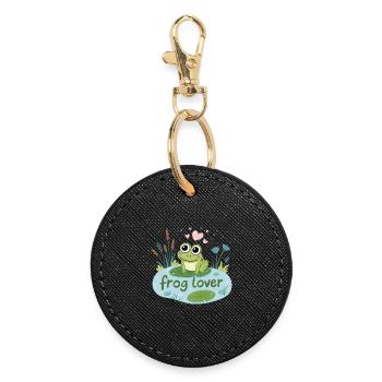 Flirt Design of The Frog in Love - Round Keyring - black - Front