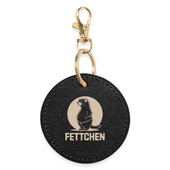 Funny ferret eating beer belly fat - Round Keyring - black - Front