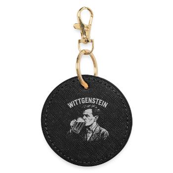 Whittgenstein Beer Drinking Illustration - Round Keyring - black - Front