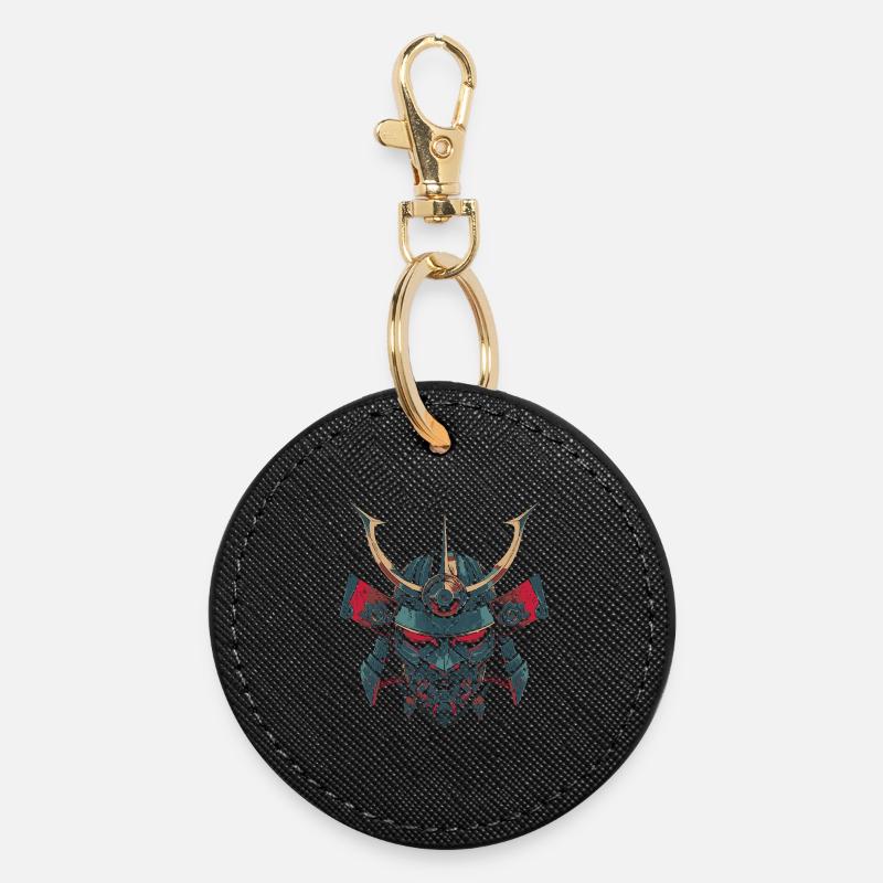 Mech Samurai - Round Keyring - black