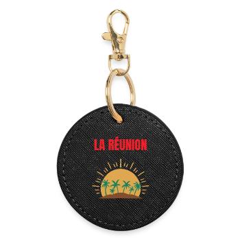 T-shirt La Réunion soleil et palmiers - Porte-clés rond - noir - Devant
