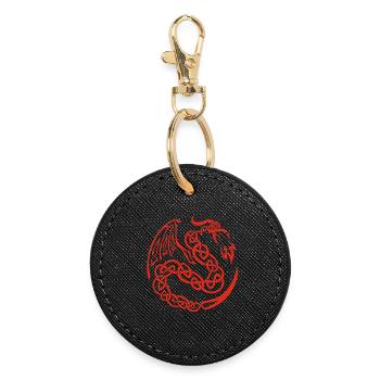 Dragon celte rouge - Porte-clés rond - noir - Devant