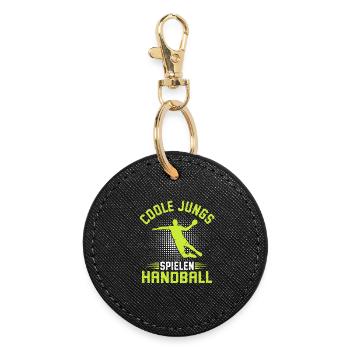 Garçons cool jouant au handball joueurs de handball - Porte-clés rond - noir - Devant