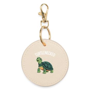 Turtlenecked Turtle Pun Humor - Round Keyring - oyster - Front