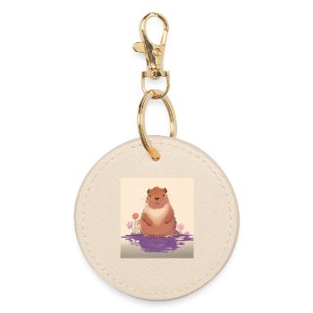 Pastel Lake Capybara - Round Keyring - oyster - Front