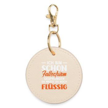 Old funny skydiver adrenaline junkie - Round Keyring - oyster - Front