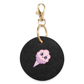 Glace Kawaii Nuage Rose - Round Keyring - black - Front