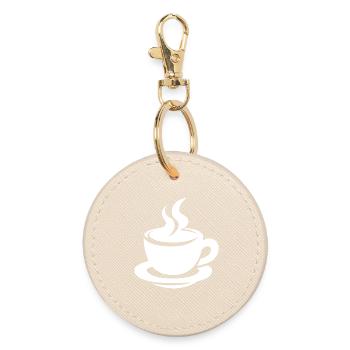 Kaffeetasse mit Dampf minimalistisches Design - Runder Schlüsselanhänger - Auster - Vorne