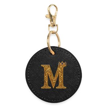 Barockes M Monogramm aus Gold - Runder Schlüsselanhänger - Schwarz - Vorne