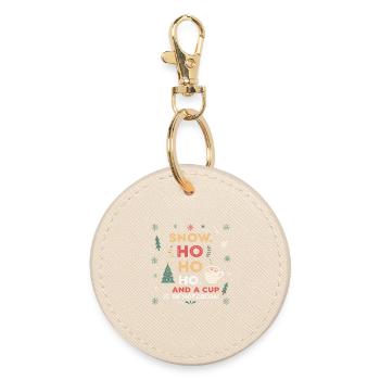 Ho Ho Ho und heißer Kakao - Runder Schlüsselanhänger - Auster - Vorne