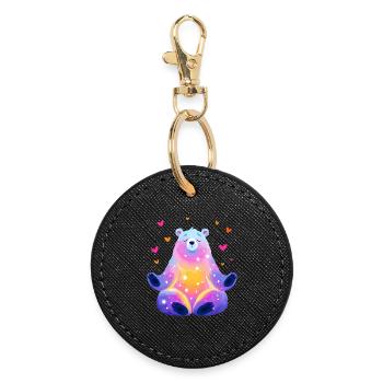 Regenbogen Bär - Runder Schlüsselanhänger - Schwarz - Vorne