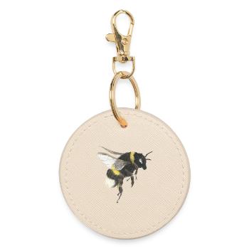 Watercolor Honeybee Accents - Round Keyring - oyster - Front