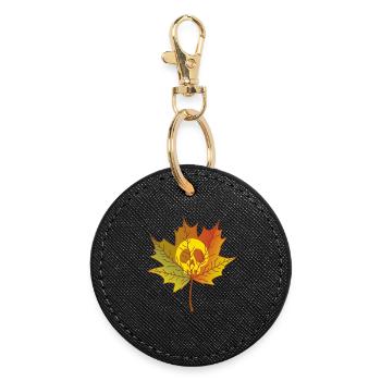 Feuille morte - Porte-clés rond - noir - Devant
