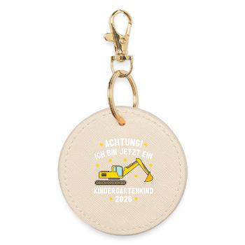 I'm Now A Kindergarten Kid 2026 Excavator - Round Keyring - oyster - Front