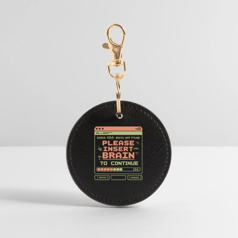 Error 404 Brain Not Found Pixel Design Round Keyring