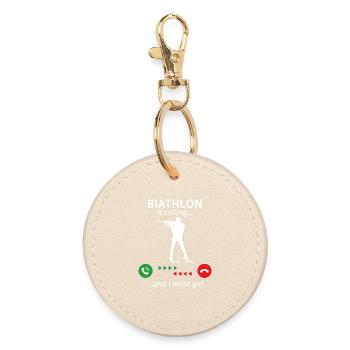 biathlon is calling and i must go - Round Keyring - oyster - Front
