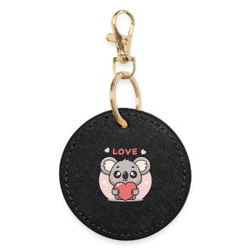 Koala Heart in Love - Round Keyring - black - Front