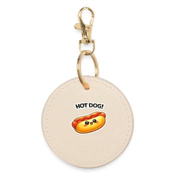 Kawaii Hotdog Sticker Motiv - Runder Schlüsselanhänger - Auster - Vorne