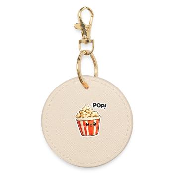 Kawaii Popcorn Smile Design - Round Keyring - oyster - Front