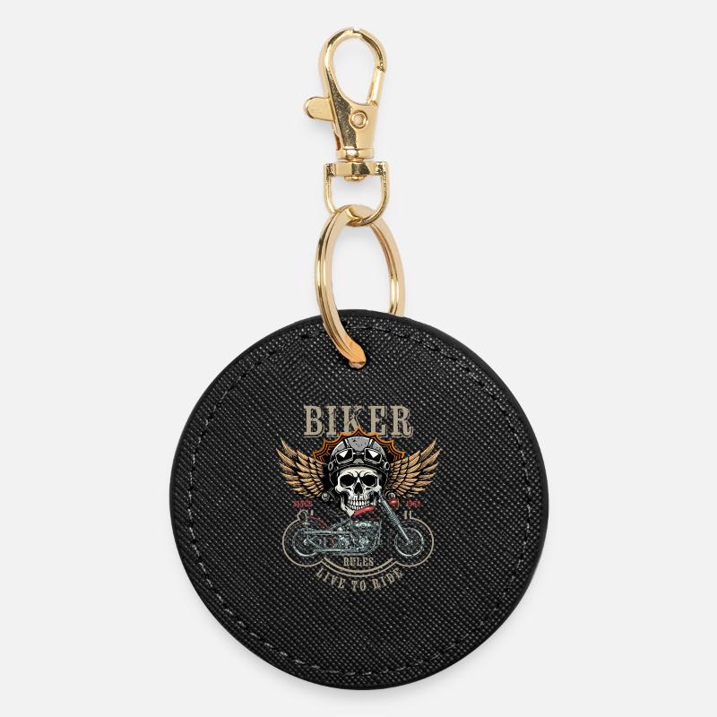 Biker Rules - Since 1963 - Live to Ride - Round Keyring - black