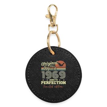 Birthday March 1969 - Round Keyring - black - Front