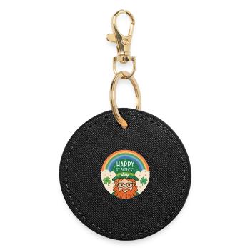 St. Patrick's Rainbow Leprechaun - Round Keyring - black - Front
