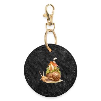 Escargot avec illustration de fantasy de petite maison - Porte-clés rond - noir - Devant