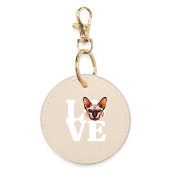 J’ADORE le chat canadien Sphynx Amoureux des chats drôle - Porte-clés rond - huître - Devant