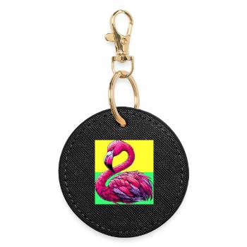 Flamant - Porte-clés rond - noir - Devant