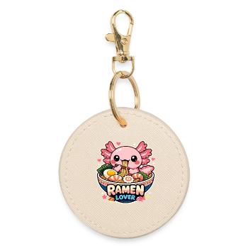 Axolotl Kawaii Ramen Essen Niedlich Geschenk - Runder Schlüsselanhänger - Auster - Vorne