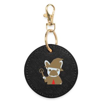 Frenchie Wizard Magician Colorful - Round Keyring - black - Front