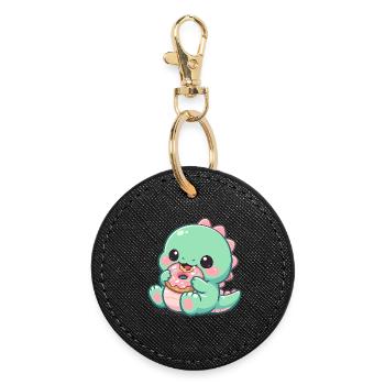 Donut Dino Sugar Joy - Round Keyring - black - Front