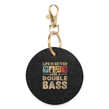 Kontrabassspieler Bassist Kontrabass - Runder Schlüsselanhänger - Schwarz - Vorne