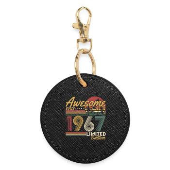 1967 Jahrgang Vintage Geburtstag Geschenk Retro - Runder Schlüsselanhänger - Schwarz - Vorne