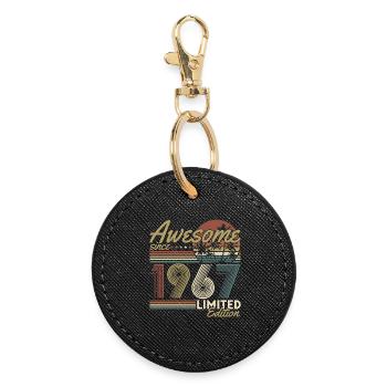 1967 Jahrgang Vintage Geburtstag Retro Geschenk - Runder Schlüsselanhänger - Schwarz - Vorne