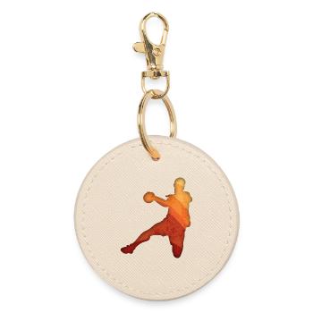 Handball spieler retro - Runder Schlüsselanhänger - Auster - Vorne