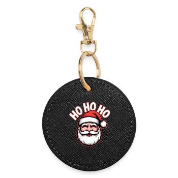 Happy Santa Ho Ho Ho - Round Keyring - black - Front