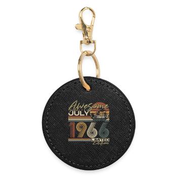 Cadeau vintage d’anniversaire vintage de juillet 1966 - Porte-clés rond - noir - Devant