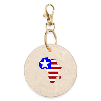 Liberia_Flagge_Afrika - Round Keyring - oyster - Front