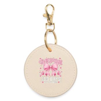 Tendance Pink Bow Coquette 100 Day School Y2K - Porte-clés rond - huître - Devant