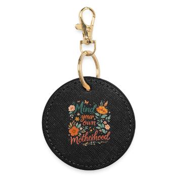 Mind Your Own Motherhood | Floral Rétro Humour - Porte-clés rond - noir - Devant