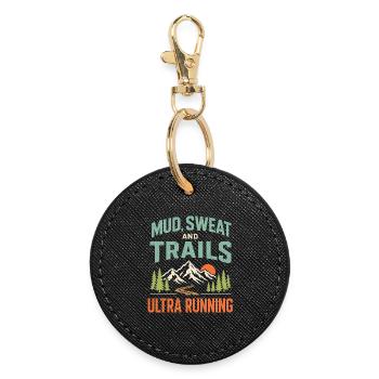 Mud Sweat and Trails Ultra Running - Runder Schlüsselanhänger - Schwarz - Vorne