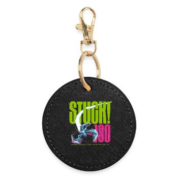 STUCK! 100 Shield Cracked - Round Keyring - black - Front