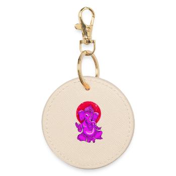 ganesha yoga india buddha god meditation elephant - Round Keyring - oyster - Front