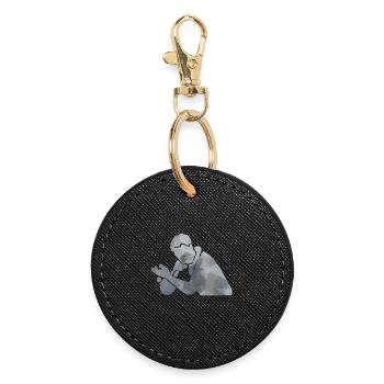 Table tennis player graphic silhouette gift - Round Keyring - black - Front