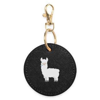 Tiershirt spuckendes Lama Kindermotiv Lama spuckt - Runder Schlüsselanhänger - Schwarz - Vorne