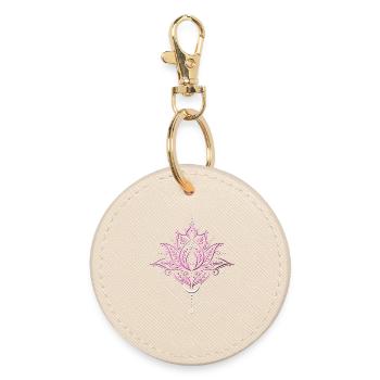 Lotus Lotusblume Mond Om Symbol Yoga - Runder Schlüsselanhänger - Auster - Vorne