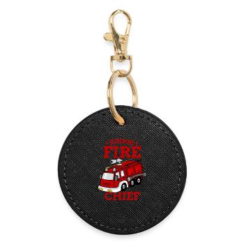 Junior Fire Chief Fire Department Kids Gift - Round Keyring - black - Front