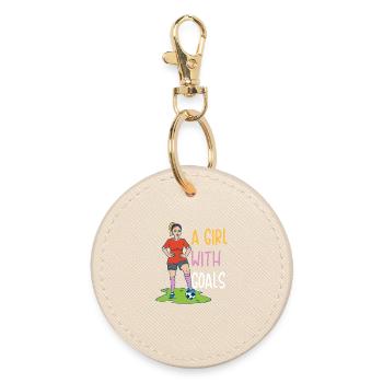 Football women gift - Round Keyring - oyster - Front
